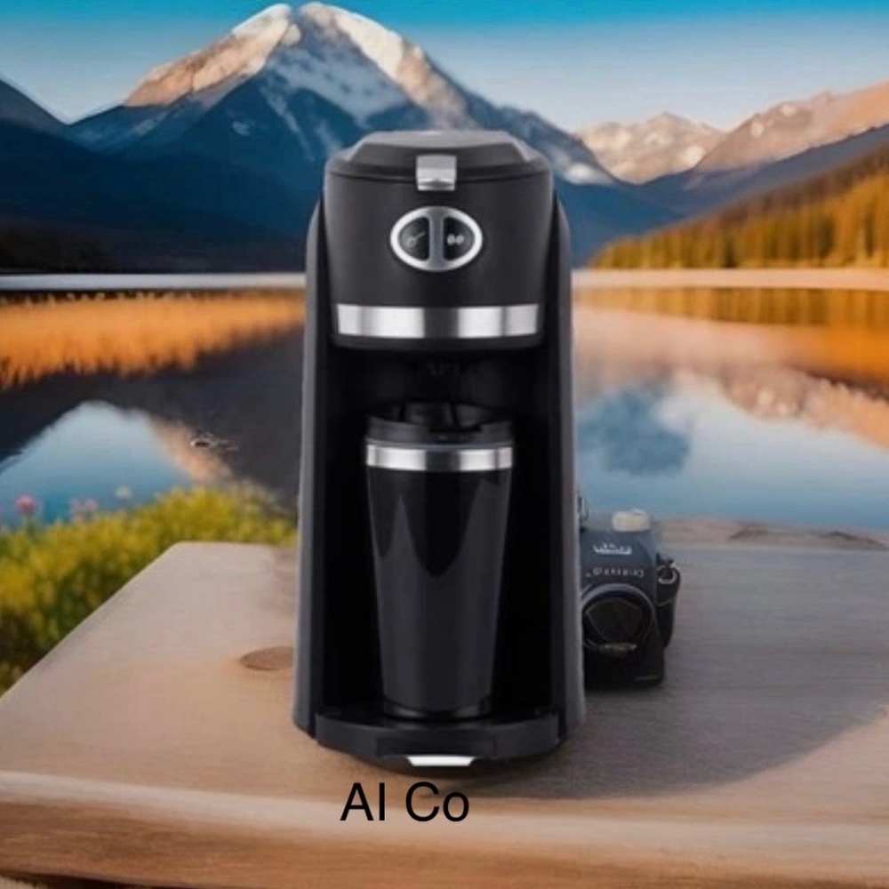 3 Cup 2-In-1 Grind & Brew Coffee Maker On The Go With Travel Mug Premium Levella